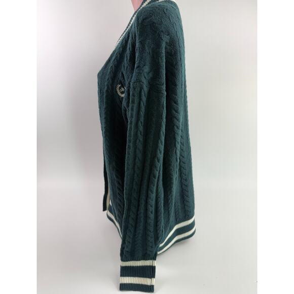 Victoria's Secret PINK Varsity Knit Oversized Green Cardigan Sweater  Size M - Picture 4 of 10